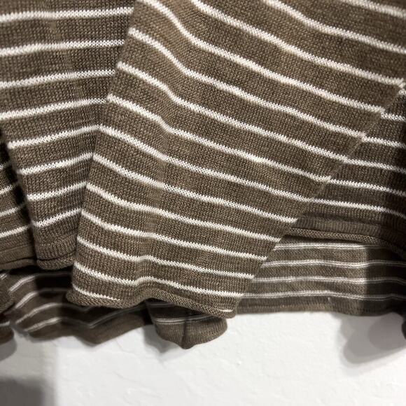 360 Sweater Large Tan Brown Lightweight Stripe Long Sleeve Linen - Picture 5 of 5